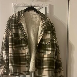 Lucky Brand Green Plaid Teddy Jacket